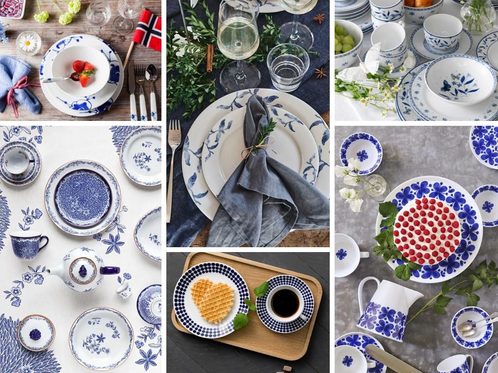 Blått og Hvitt Servise